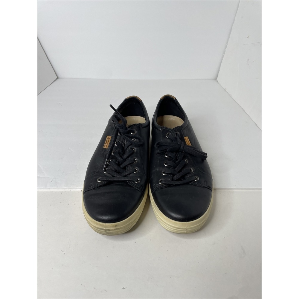 ECCO Shoes Men's 42 EU 8.5 US Black Leather Sneakers Lace Up Low Top Casual